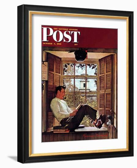 "Willie Gillis in College" Saturday Evening Post Cover, October 5,1946-Norman Rockwell-Framed Giclee Print