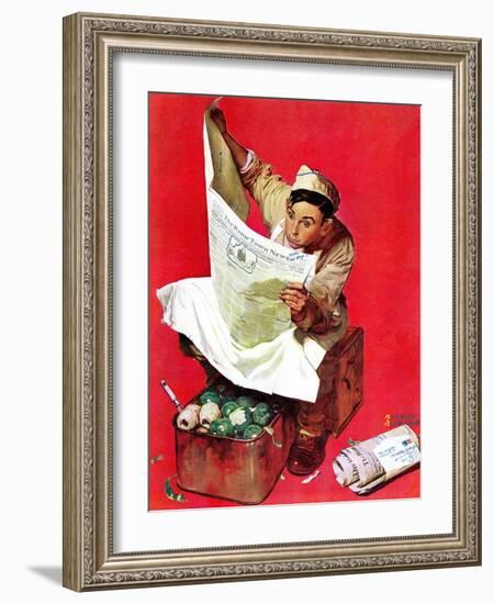 "Willie Gillis on K.P", April 11,1942-Norman Rockwell-Framed Giclee Print