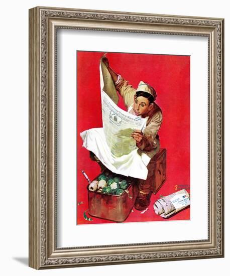 "Willie Gillis on K.P", April 11,1942-Norman Rockwell-Framed Giclee Print