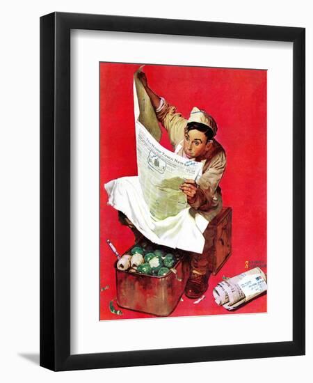 "Willie Gillis on K.P", April 11,1942-Norman Rockwell-Framed Giclee Print