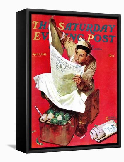 "Willie Gillis on K.P" Saturday Evening Post Cover, April 11,1942-Norman Rockwell-Framed Premier Image Canvas