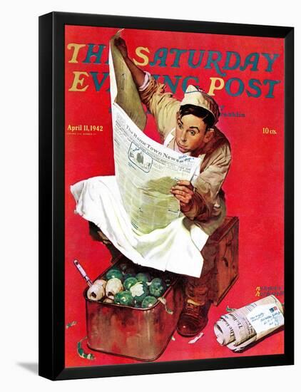 "Willie Gillis on K.P" Saturday Evening Post Cover, April 11,1942-Norman Rockwell-Framed Premier Image Canvas