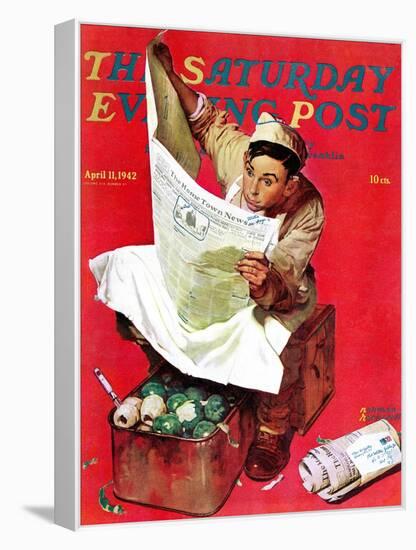 "Willie Gillis on K.P" Saturday Evening Post Cover, April 11,1942-Norman Rockwell-Framed Premier Image Canvas