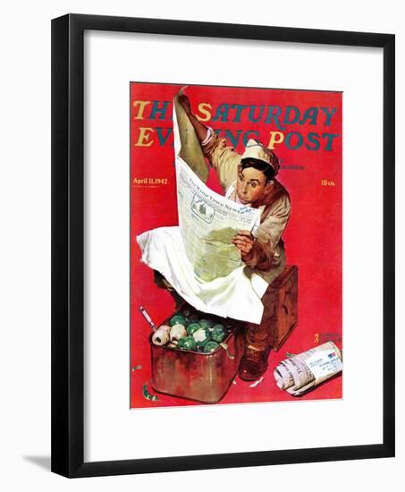 "Willie Gillis on K.P" Saturday Evening Post Cover, April 11,1942-Norman Rockwell-Framed Giclee Print