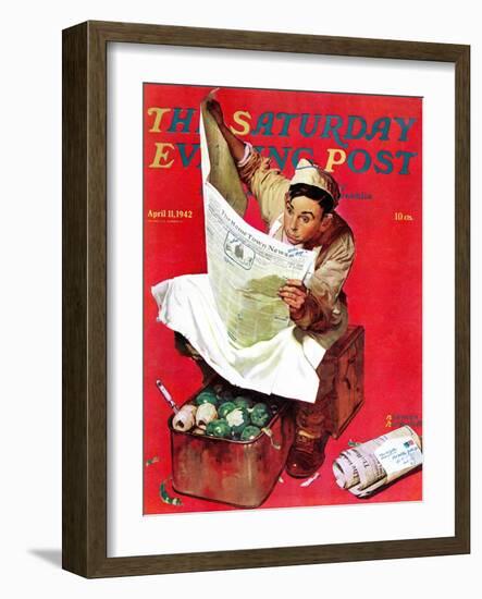 "Willie Gillis on K.P" Saturday Evening Post Cover, April 11,1942-Norman Rockwell-Framed Giclee Print
