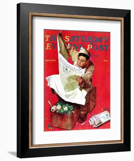 "Willie Gillis on K.P" Saturday Evening Post Cover, April 11,1942-Norman Rockwell-Framed Giclee Print