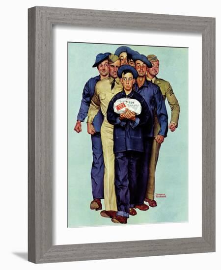 "Willie Gillis' Package from Home", October 4,1941-Norman Rockwell-Framed Giclee Print