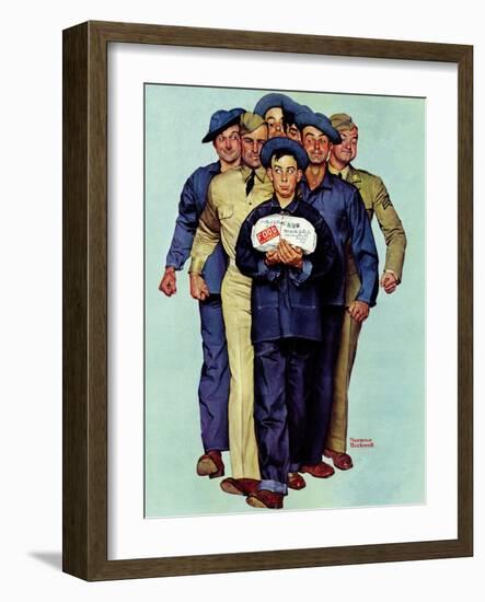 "Willie Gillis' Package from Home", October 4,1941-Norman Rockwell-Framed Giclee Print