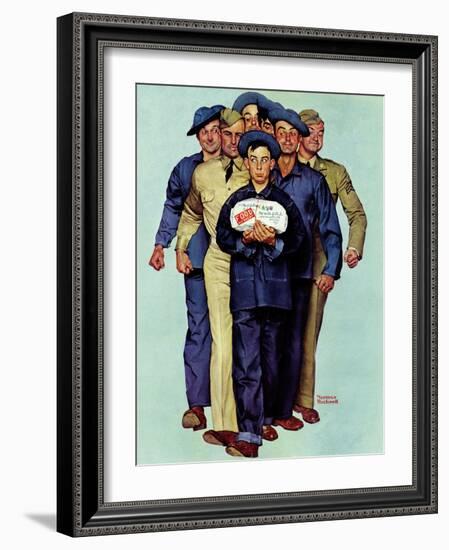 "Willie Gillis' Package from Home", October 4,1941-Norman Rockwell-Framed Giclee Print