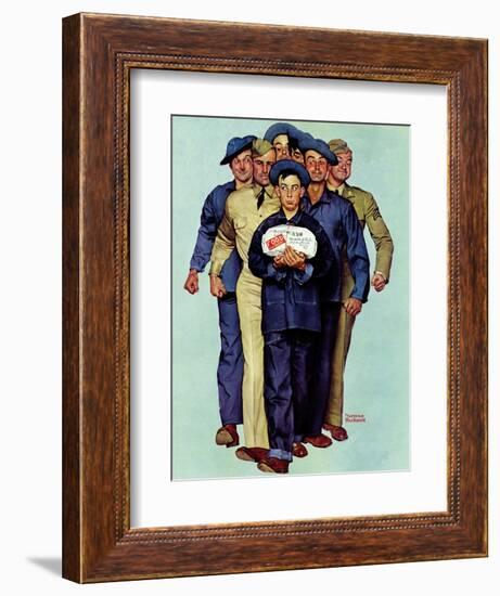 "Willie Gillis' Package from Home", October 4,1941-Norman Rockwell-Framed Giclee Print