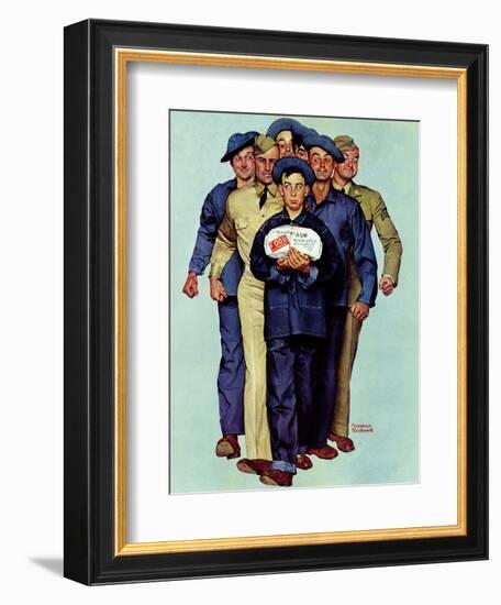 "Willie Gillis' Package from Home", October 4,1941-Norman Rockwell-Framed Giclee Print