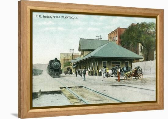 Willimantic, Connecticut - Railroad Station Exterior View-Lantern Press-Framed Stretched Canvas