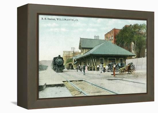 Willimantic, Connecticut - Railroad Station Exterior View-Lantern Press-Framed Stretched Canvas