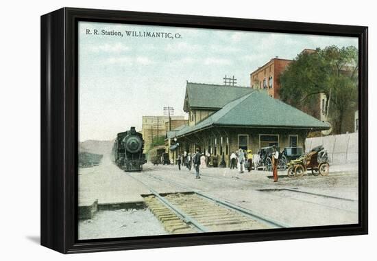 Willimantic, Connecticut - Railroad Station Exterior View-Lantern Press-Framed Stretched Canvas