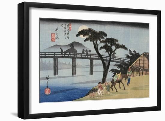 Willow at the Exit of Shimabara, Illustration from 'Famous Places of Kyoto'-Ando Hiroshige-Framed Giclee Print