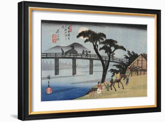 Willow at the Exit of Shimabara, Illustration from 'Famous Places of Kyoto'-Ando Hiroshige-Framed Giclee Print