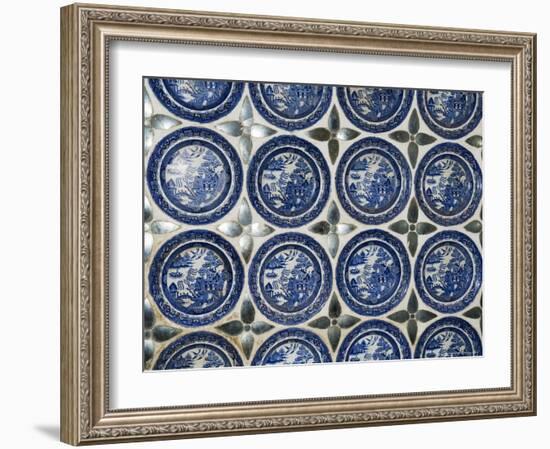 Willow Pattern Plates Embedded in the Walls of the Juna Mahal Fort, Dungarpur, India-R H Productions-Framed Photographic Print