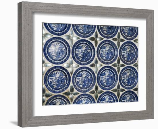 Willow Pattern Plates Embedded in the Walls of the Juna Mahal Fort, Dungarpur, India-R H Productions-Framed Photographic Print