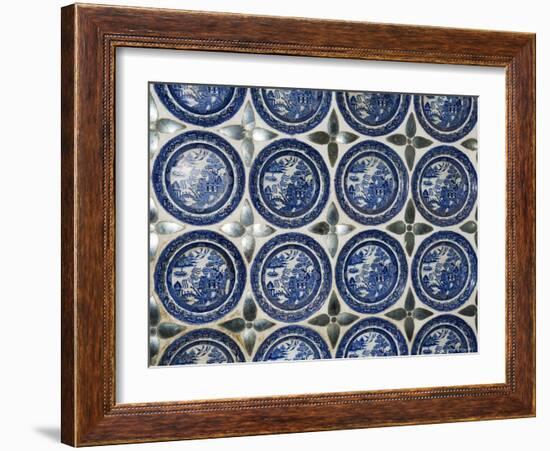 Willow Pattern Plates Embedded in the Walls of the Juna Mahal Fort, Dungarpur, India-R H Productions-Framed Photographic Print