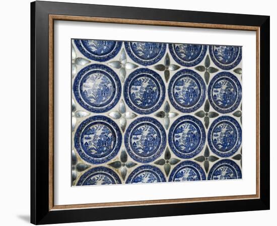 Willow Pattern Plates Embedded in the Walls of the Juna Mahal Fort, Dungarpur, India-R H Productions-Framed Photographic Print