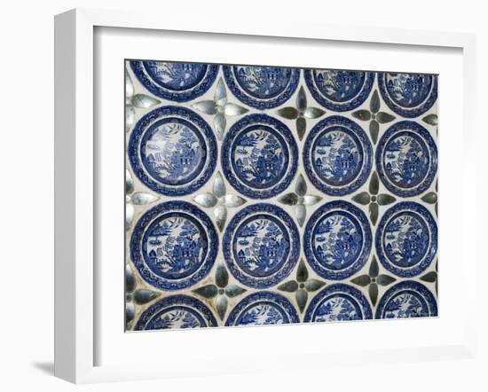 Willow Pattern Plates Embedded in the Walls of the Juna Mahal Fort, Dungarpur, India-R H Productions-Framed Photographic Print