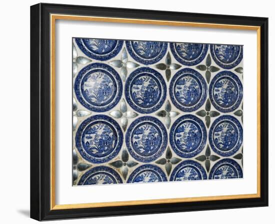 Willow Pattern Plates Embedded in the Walls of the Juna Mahal Fort, Dungarpur, India-R H Productions-Framed Photographic Print