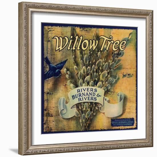 Willow Tree Brand - Los Angeles, California - Citrus Crate Label-Lantern Press-Framed Art Print