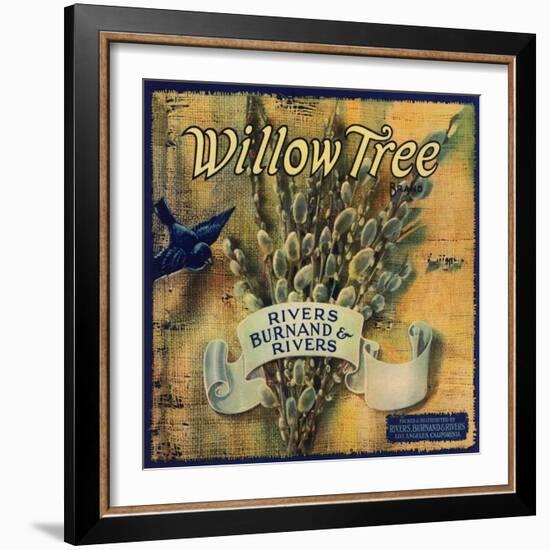 Willow Tree Brand - Los Angeles, California - Citrus Crate Label-Lantern Press-Framed Art Print