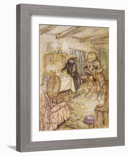 Willows, Rat and Beer-Arthur Rackham-Framed Art Print