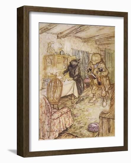 Willows, Rat and Beer-Arthur Rackham-Framed Art Print