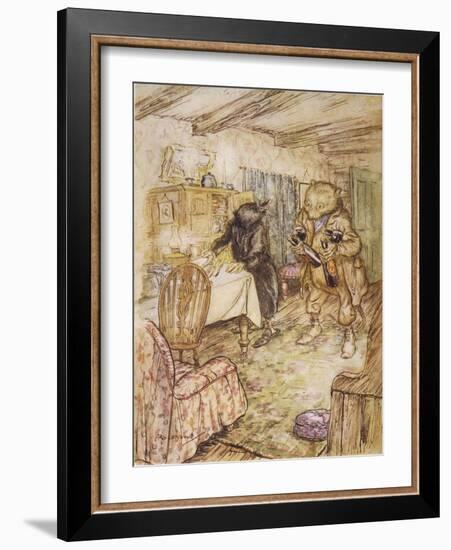 Willows, Rat and Beer-Arthur Rackham-Framed Art Print