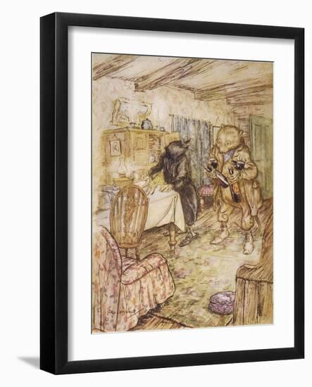 Willows, Rat and Beer-Arthur Rackham-Framed Art Print