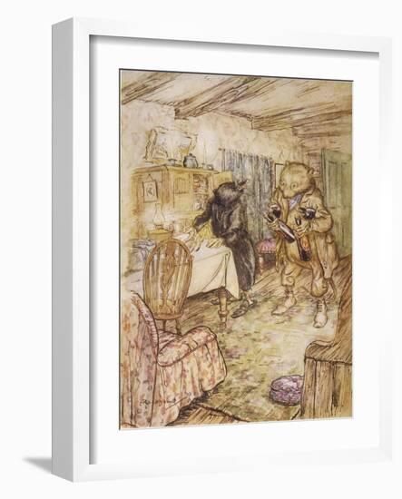 Willows, Rat and Beer-Arthur Rackham-Framed Art Print