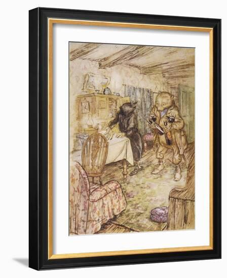 Willows, Rat and Beer-Arthur Rackham-Framed Art Print