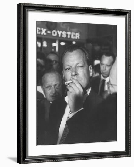 Willy Brandt Arriving for Foreign Ministers Conference-James Burke-Framed Premium Photographic Print