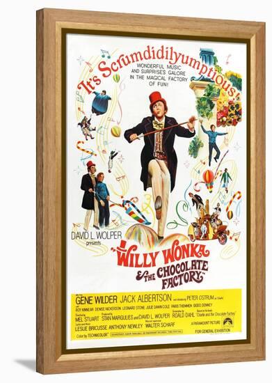 Willy Wonka and the Chocolate Factory, Gene Wilder (Center), 1971-null-Framed Stretched Canvas