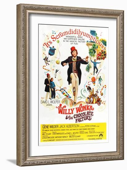 Willy Wonka and the Chocolate Factory, Gene Wilder (Center), 1971-null-Framed Premium Giclee Print