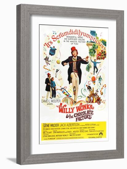 Willy Wonka and the Chocolate Factory, Gene Wilder (Center), 1971-null-Framed Premium Giclee Print