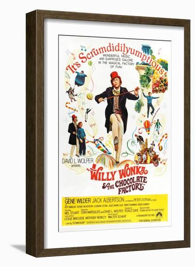 Willy Wonka and the Chocolate Factory, Gene Wilder (Center), 1971-null-Framed Premium Giclee Print