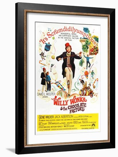 Willy Wonka and the Chocolate Factory, Gene Wilder (Center), 1971-null-Framed Premium Giclee Print