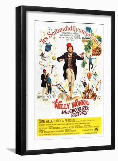 Willy Wonka and the Chocolate Factory, Gene Wilder (Center), 1971-null-Framed Premium Giclee Print