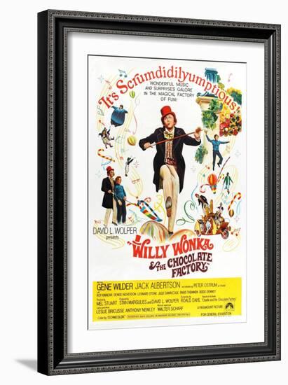 Willy Wonka and the Chocolate Factory, Gene Wilder (Center), 1971-null-Framed Premium Giclee Print