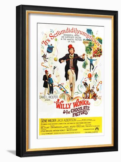 Willy Wonka and the Chocolate Factory, Gene Wilder (Center), 1971-null-Framed Premium Giclee Print