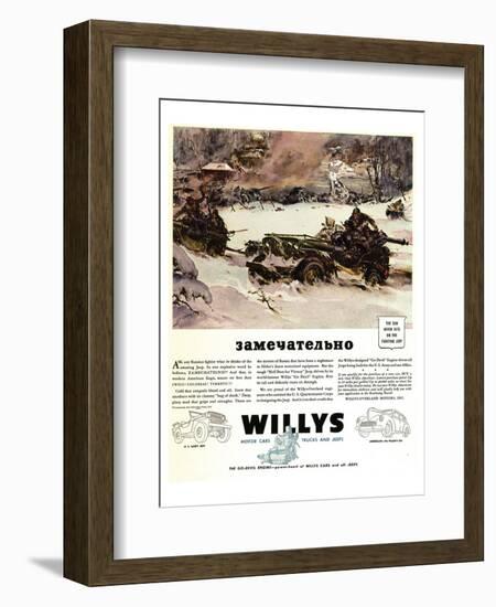 Willys Jeep Zamechatelno Ad'42-null-Framed Art Print