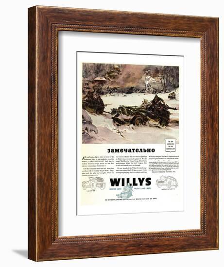 Willys Jeep Zamechatelno Ad'42-null-Framed Art Print