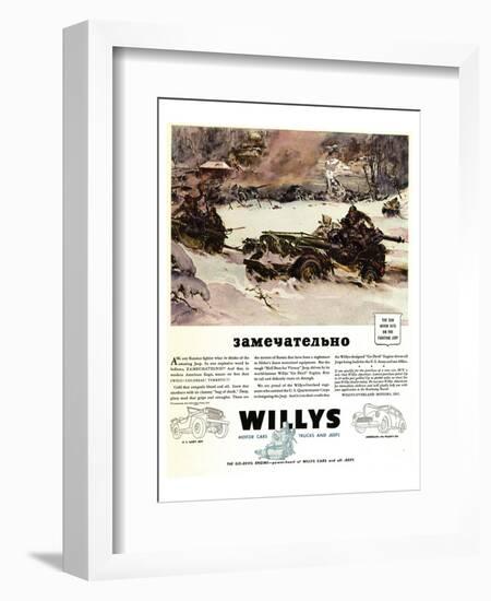 Willys Jeep Zamechatelno Ad'42-null-Framed Art Print