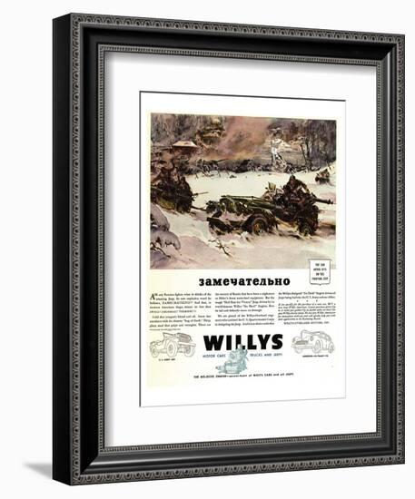 Willys Jeep Zamechatelno Ad'42-null-Framed Art Print