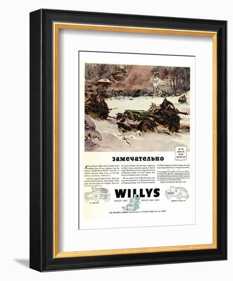 Willys Jeep Zamechatelno Ad'42-null-Framed Art Print