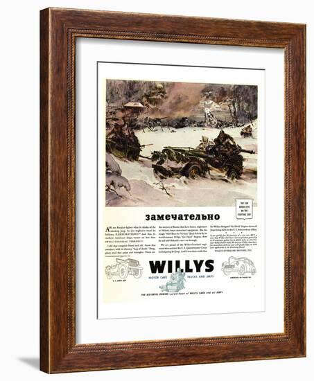 Willys Jeep Zamechatelno Ad'42-null-Framed Art Print