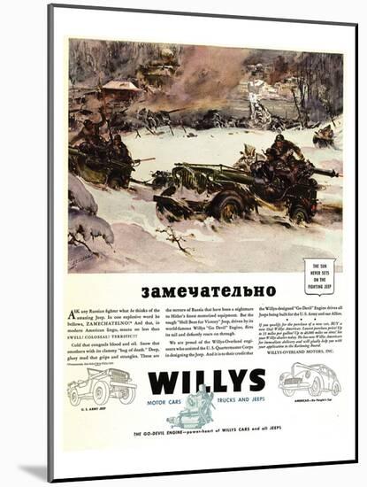 Willys Jeep Zamechatelno Ad'42-null-Mounted Art Print